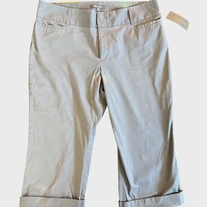 Daisy‎ Fuentes Womens Size 12 Moonstone Stretch Twill Capri Mid Rise Crop Pants